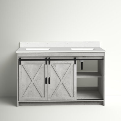 Sand & Stable Jillian 54'' Double Bathroom Vanity with Engineered Stone ...